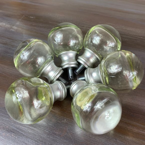 Cambria Clear Glass Ball Curtain Rod Finials NEW - Picture 3 of 4